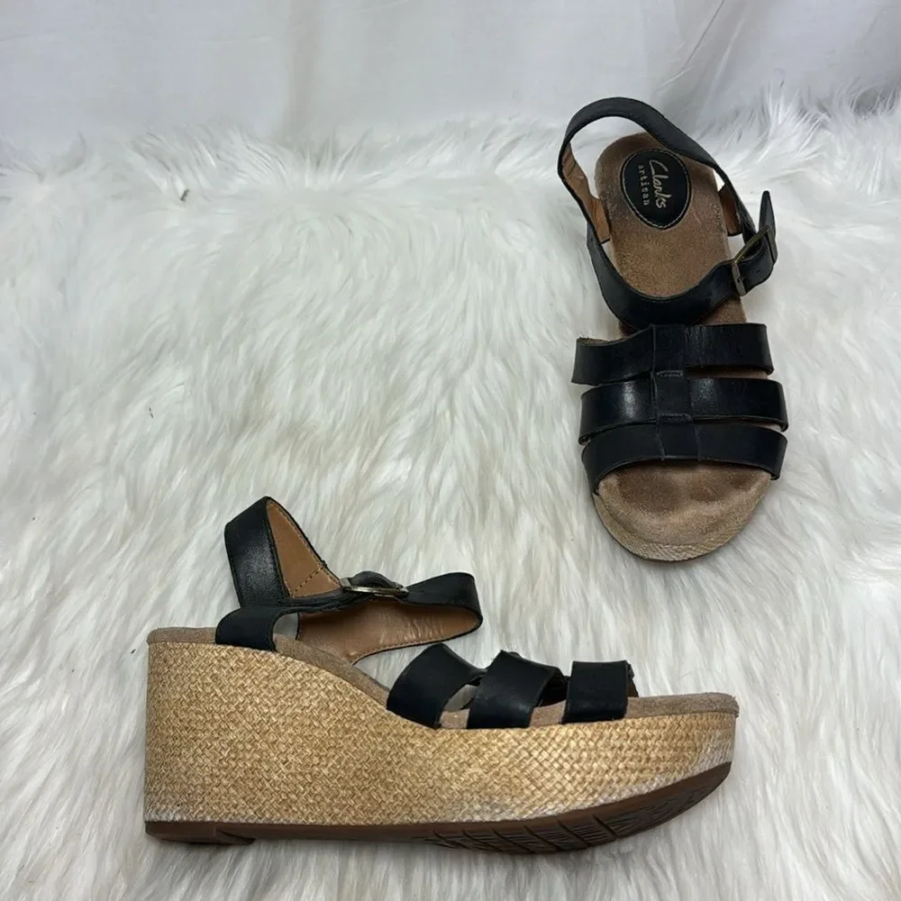 Clarks Artisan Caslynn HARP Wedge Sandals‎ Sz 8